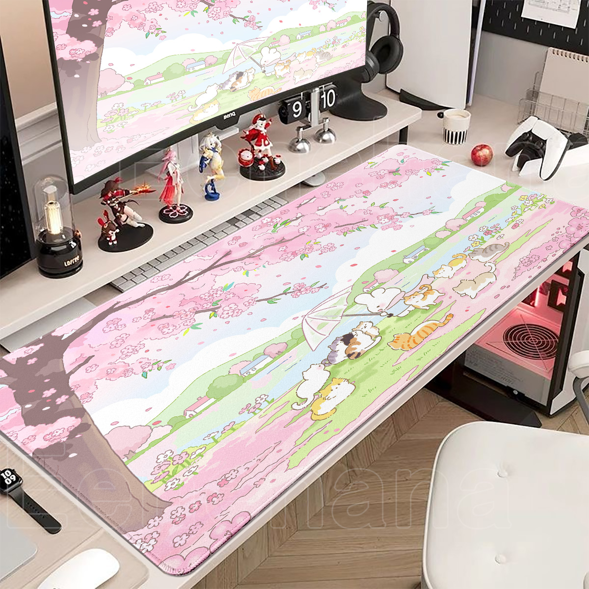 Gaming Keyboard Higround - Spring Cute Rabbit Mouse Pad Large