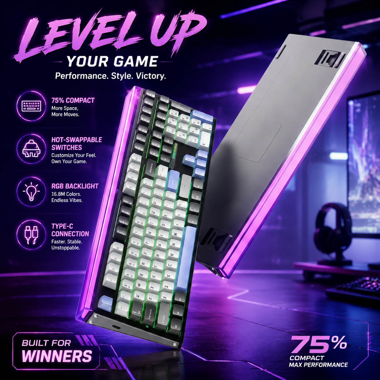 Gaming Keyboard Number Pad - AULA H108 Tri-Mode Mechanical Keyboard,Silent Switches
