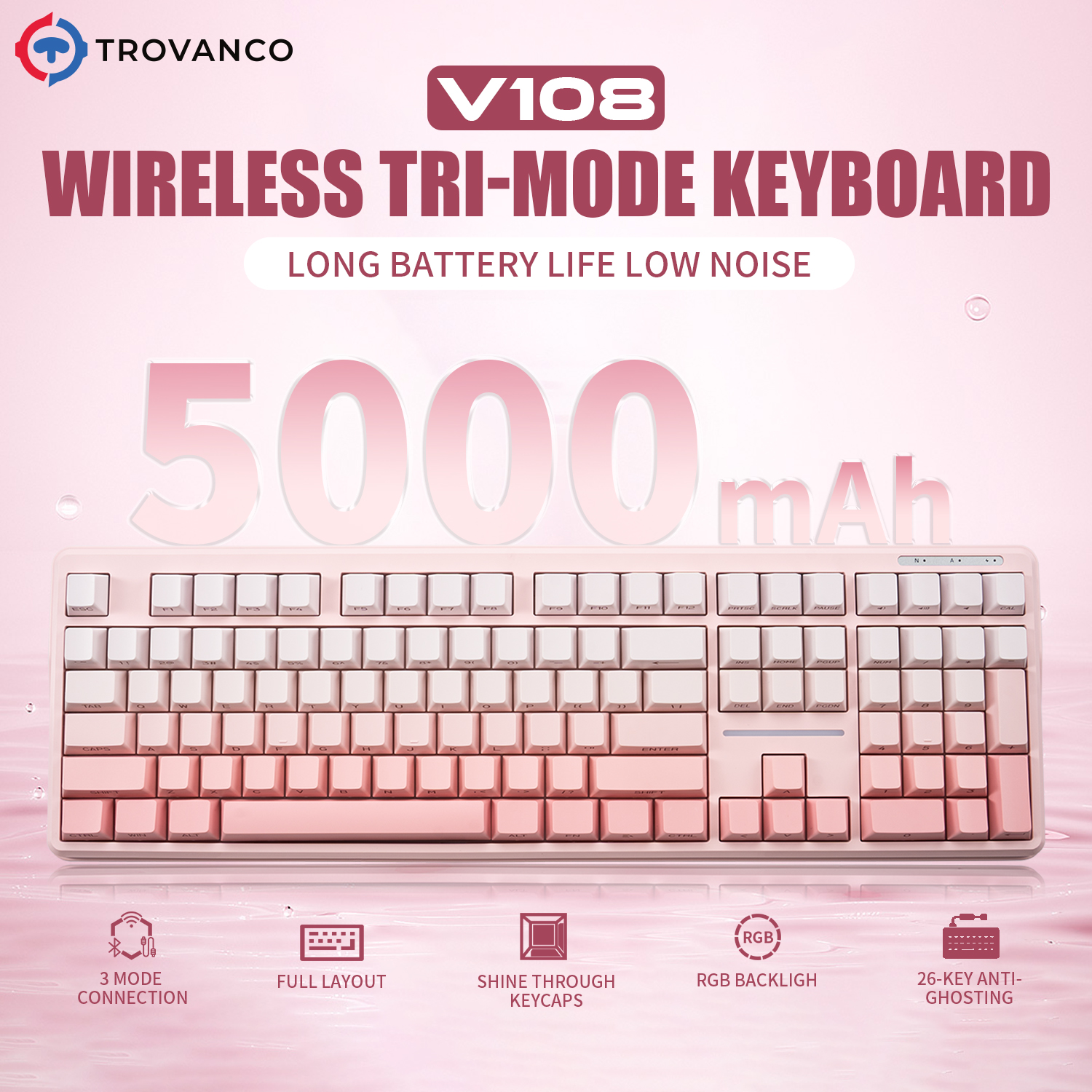 V108 Bluetooth Keyboard  Wired – обзор и цена Gaming Keyboard No Noise