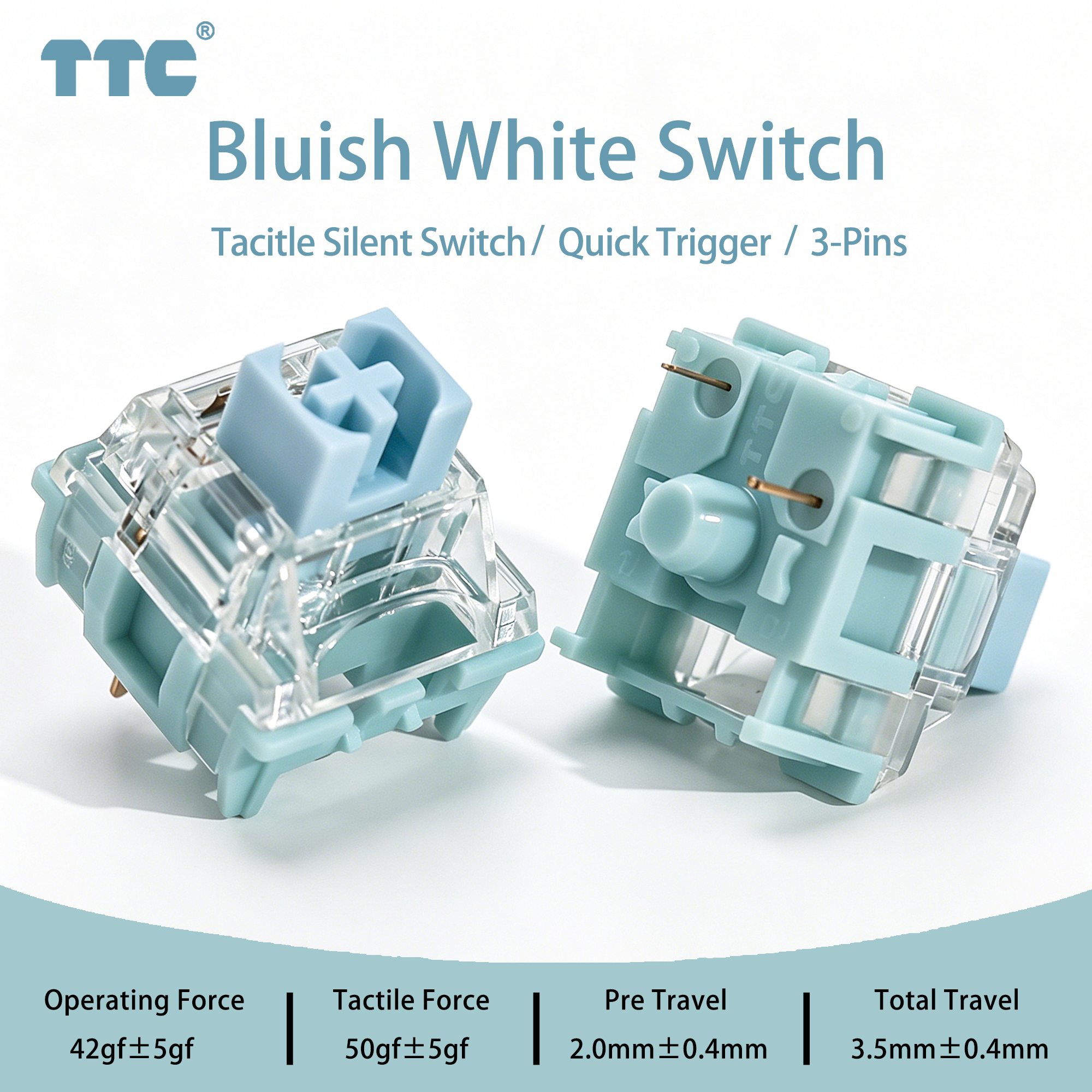 TTC Bluish White Silent Switch – обзор и цена Gaming Keyboard No Rgb