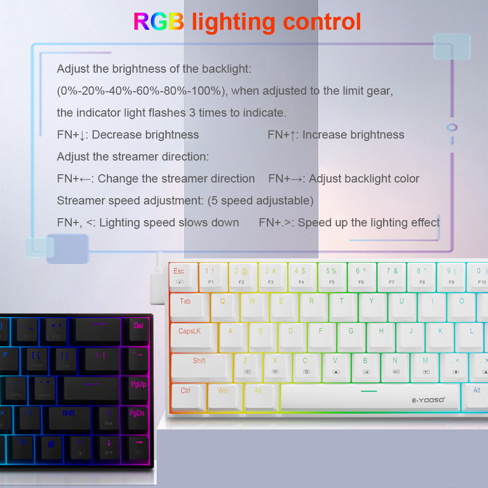 E-YOOSO Z686 RGB USB 60% Mini  – обзор и цена Gaming Keyboard E Yooso