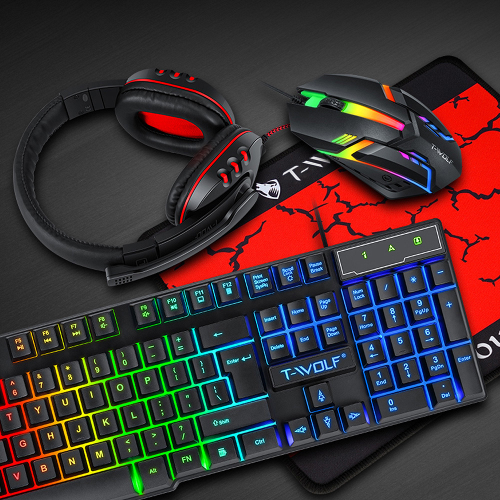 T-WOLF TF800 Four-piece Gaming – обзор и цена Gaming Keyboard Mouse And Headset Combo