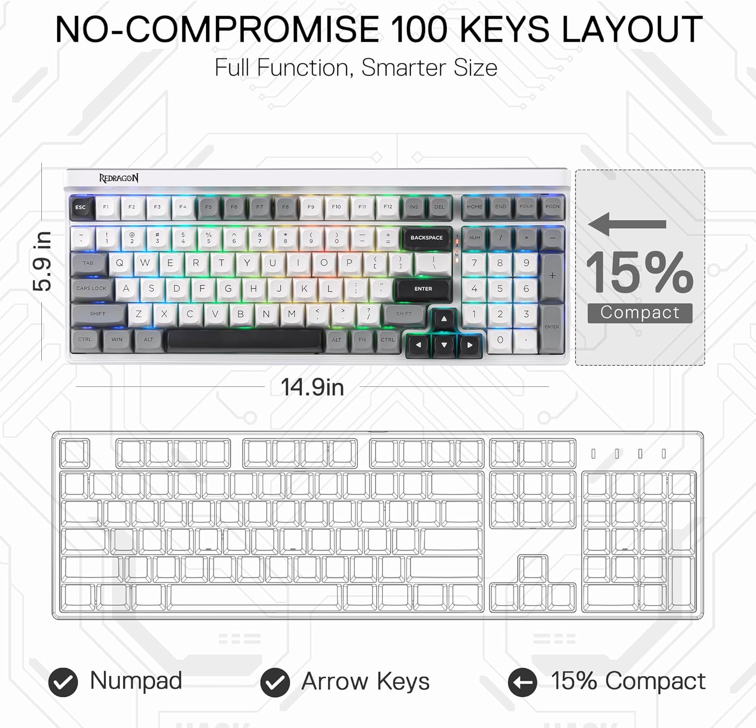 Redragon K656 PRO 3-Mode Wirel – обзор и цена Gaming Keyboard No Noise