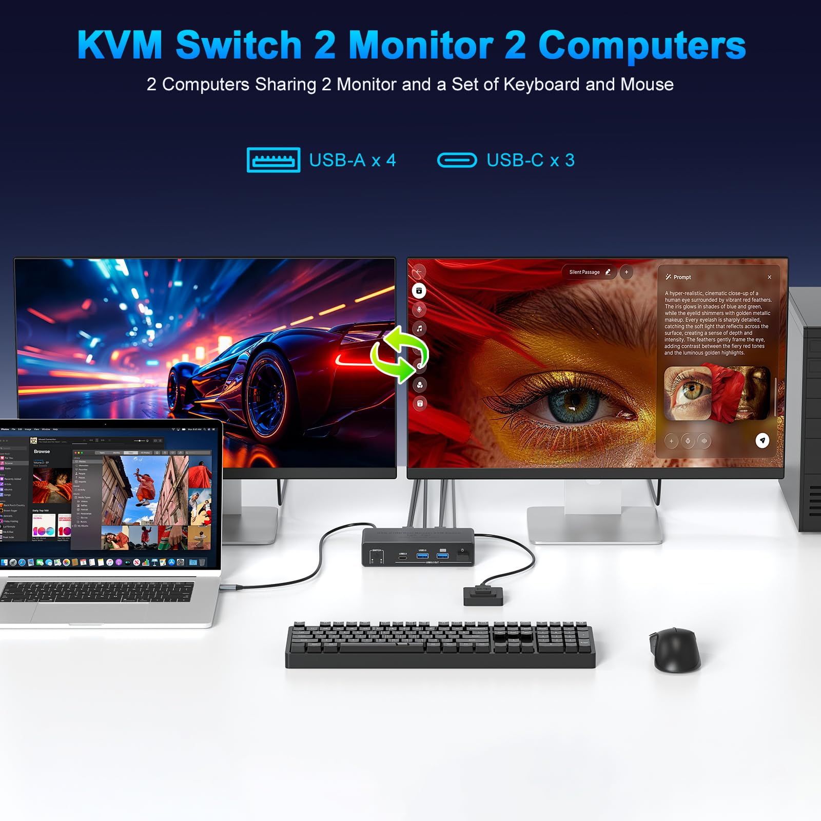2K 240Hz HDMI DP USB C KVM Swi – обзор и цена Gaming Keyboard Type C