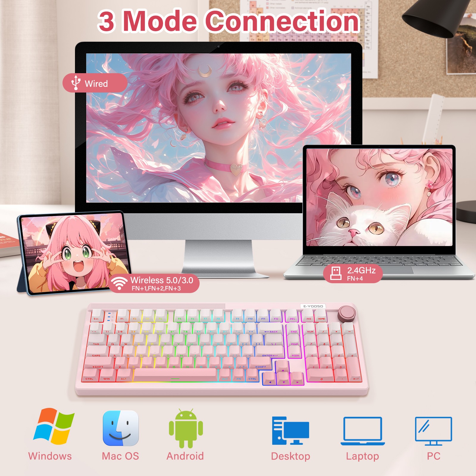 E-YOOSO 98-Key Wired Tri-mode  – обзор и цена Gaming Keyboard E Yooso