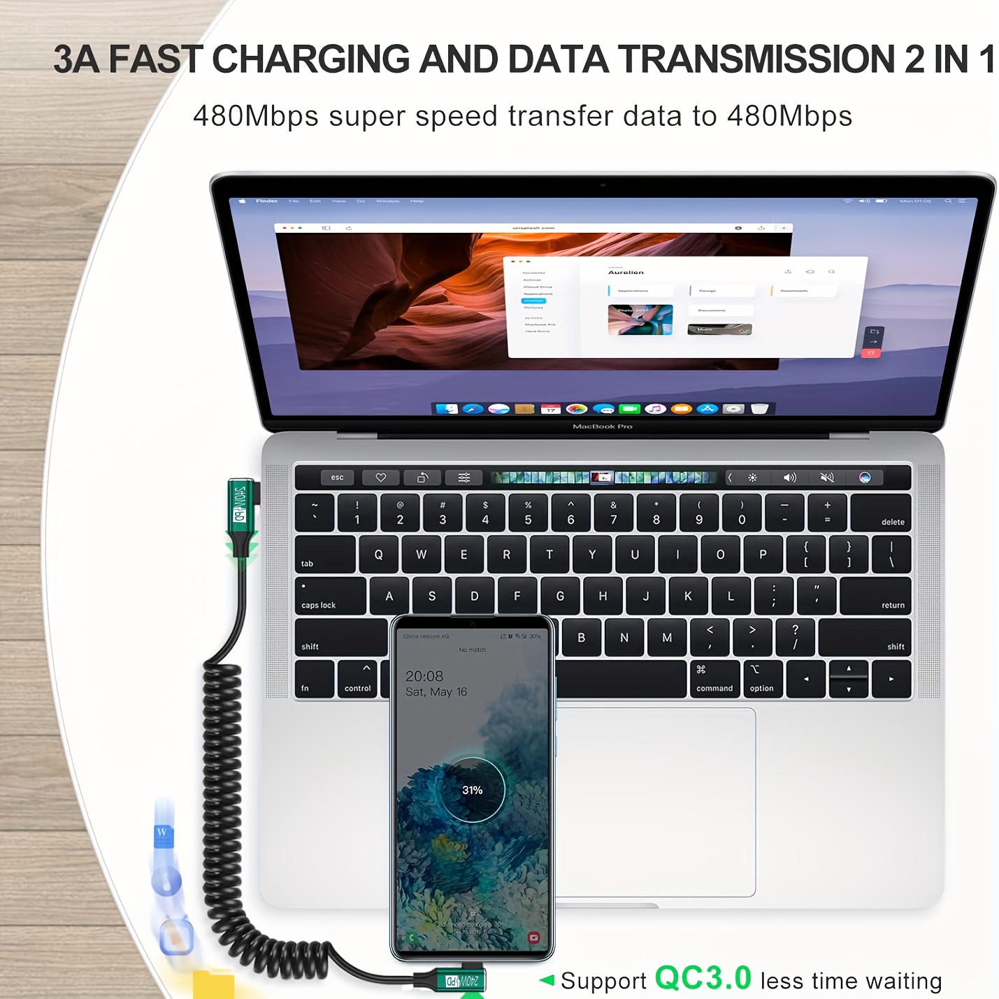 USB-C to USB-C Coiled Cable wi – обзор и цена Coiled Usb Cable