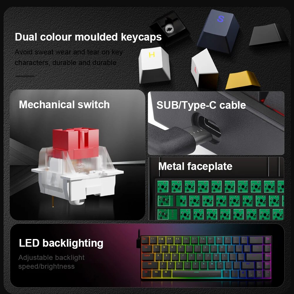 E-YOOSO Z686 RGB USB 60% Mini  – обзор и цена Gaming Keyboard E Yooso