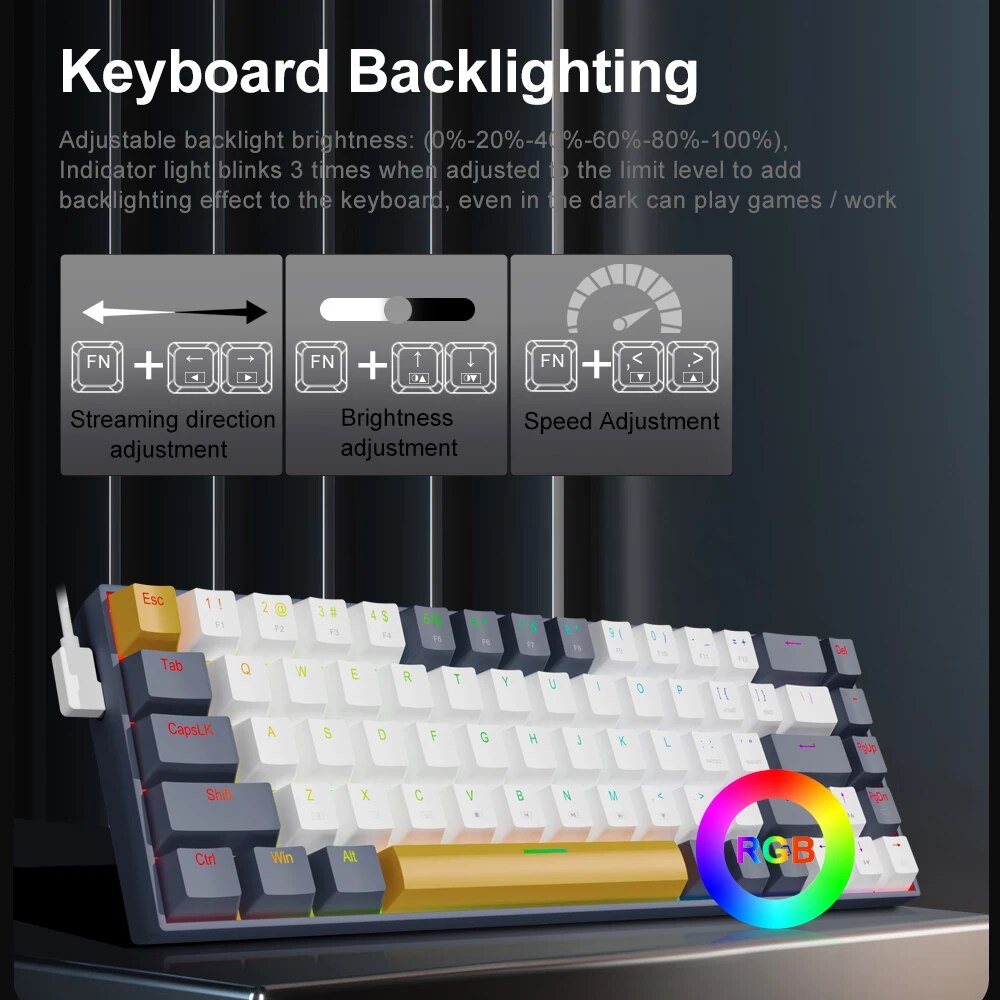 E-YOOSO Z686 RGB USB 60% Mini  – обзор и цена Gaming Keyboard E Yooso