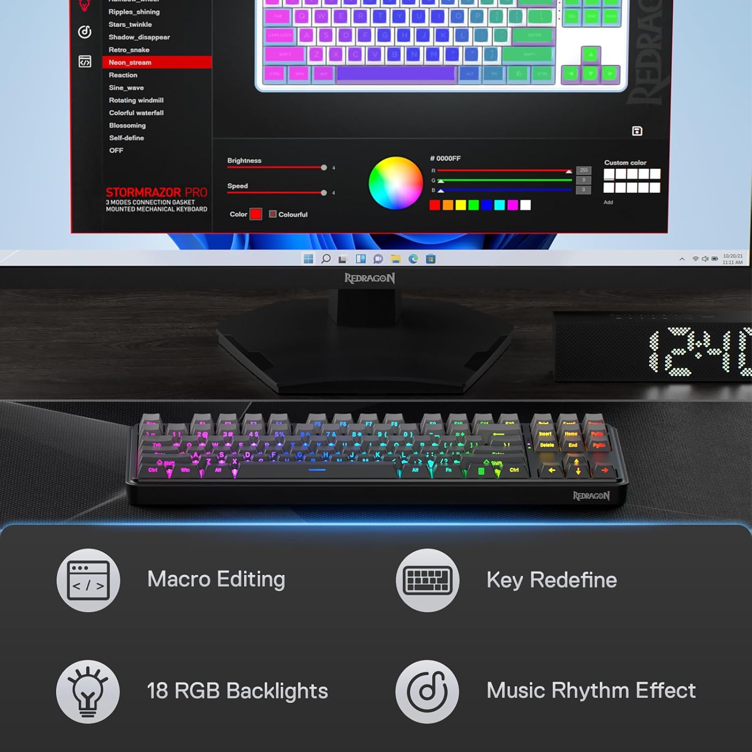 Redragon K707 PRO GB 80% Gaske – обзор и цена Gaming Keyboard No Noise