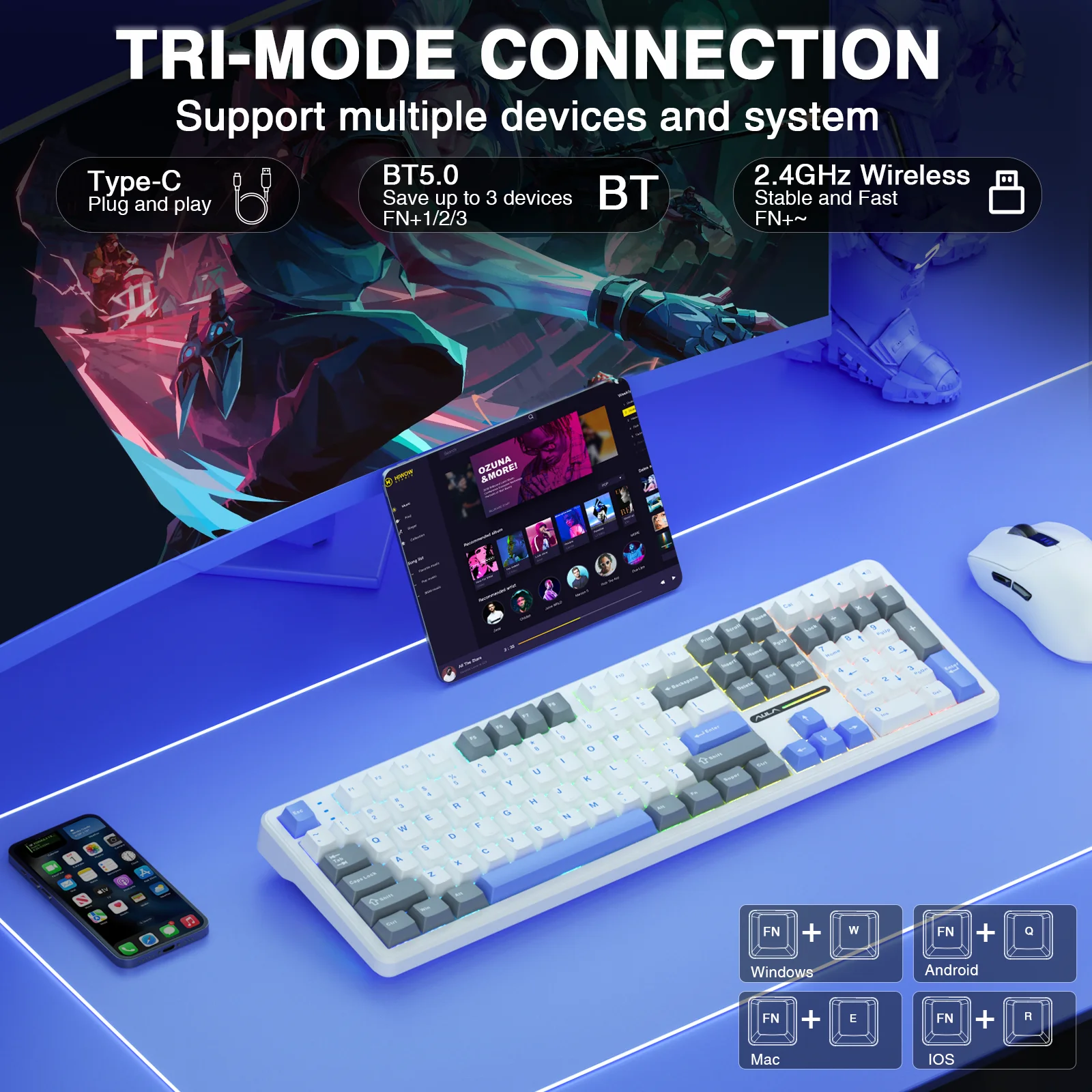 AULA F108 Wireless Keyboard Lo – обзор и цена Gaming Keyboard No Noise